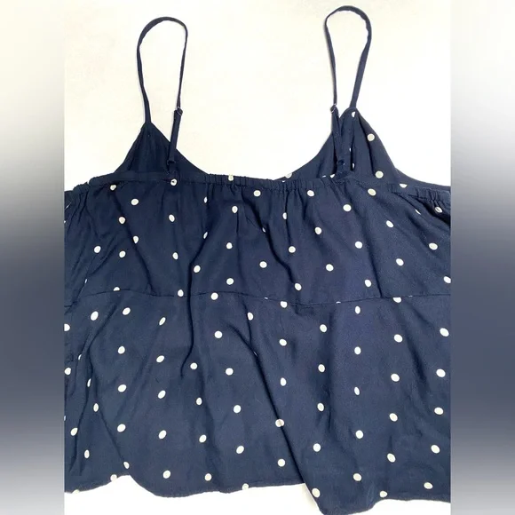 Old Navy Women's Navy Blue White Polka Dot Ruffle-Trim Cami Top Size 2X NWT - Picture 4 of 11